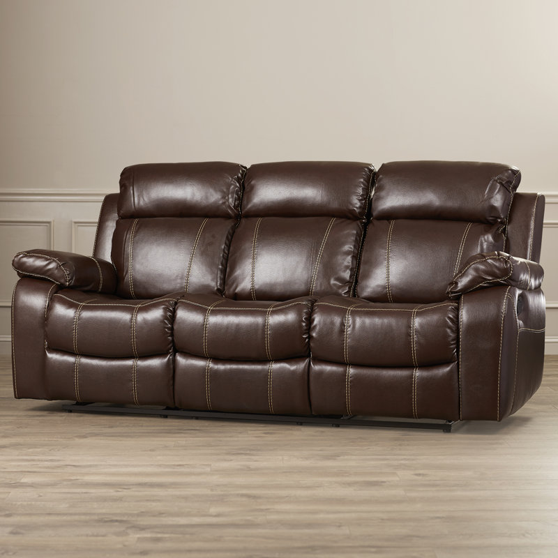 Darby Home Co Tuthill 85" Wide Faux Leather Pillow Top Arm Reclining